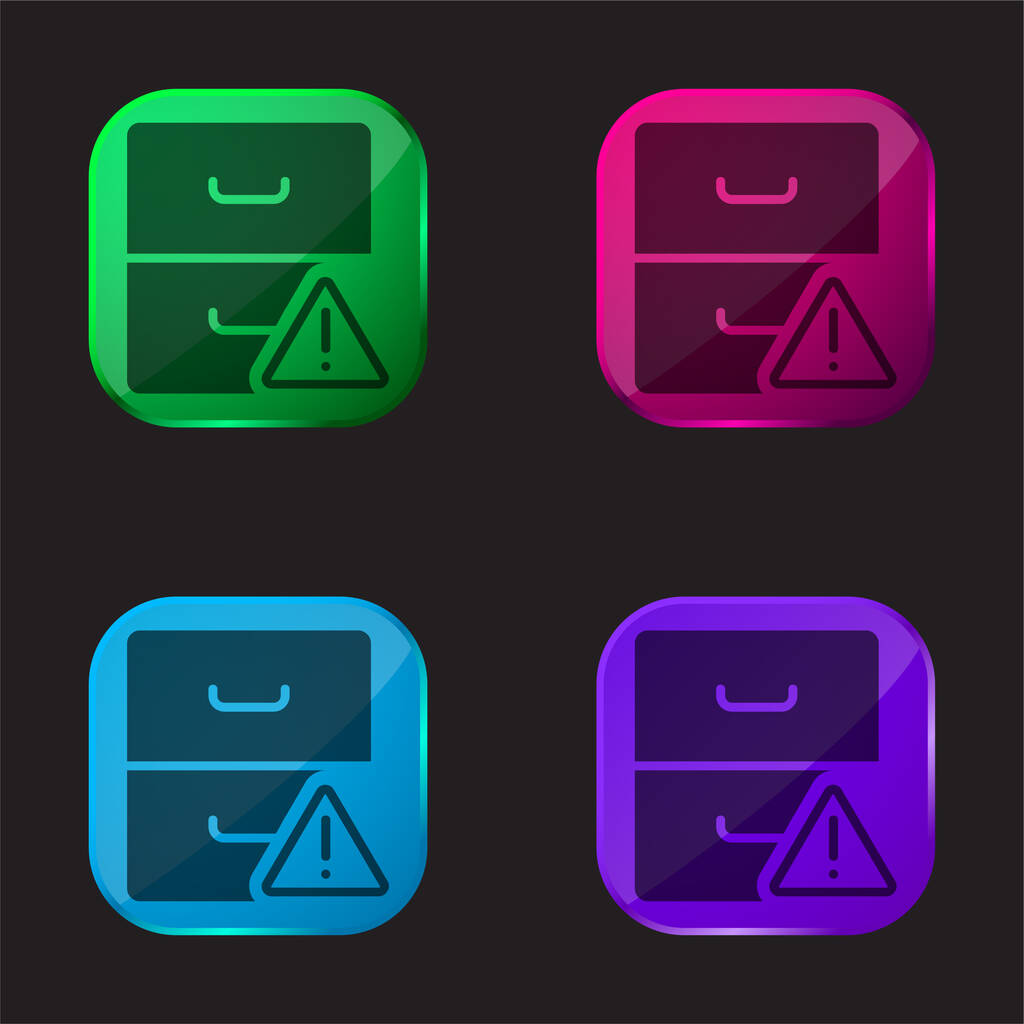 Archív négy színű üveg gomb ikon - Vektor, kép