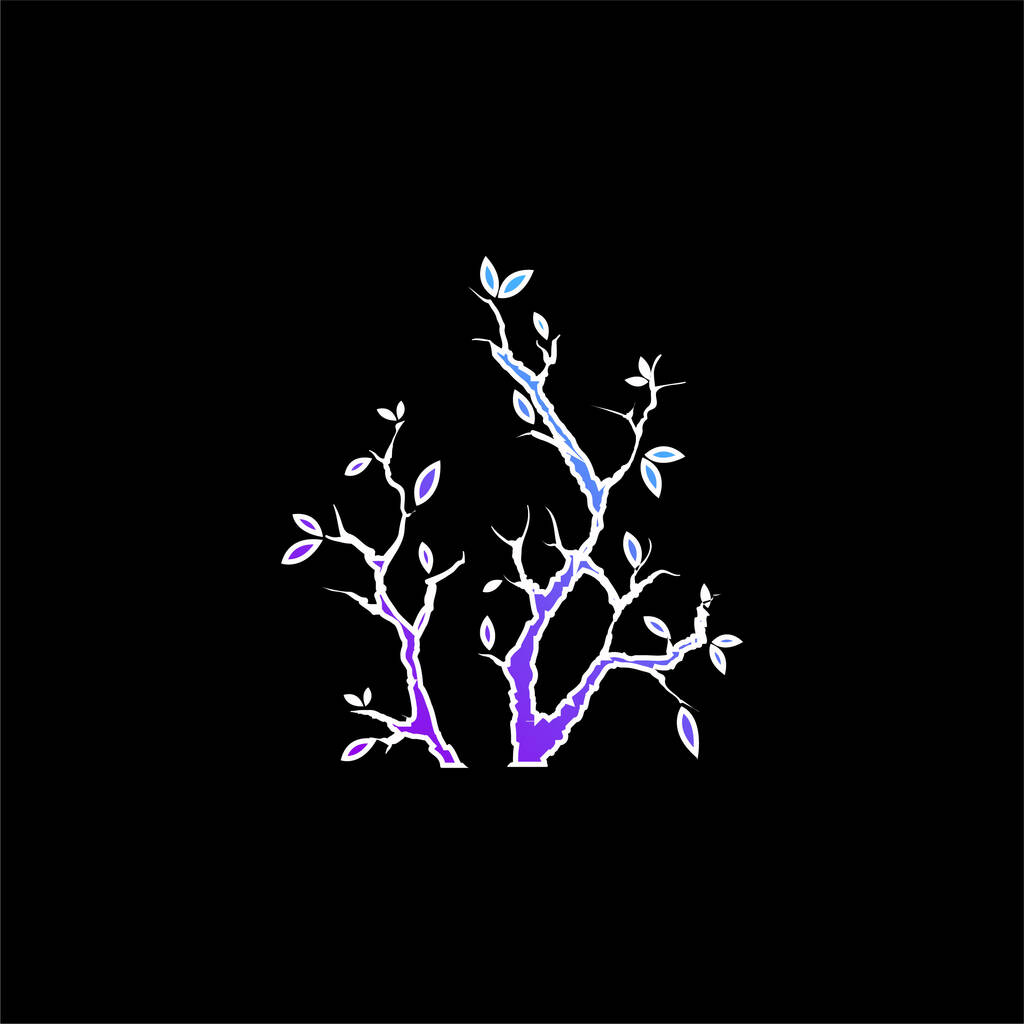 Rami con le foglie blu gradiente icona vettoriale - Vettoriali, immagini