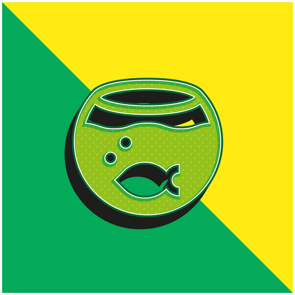 Akwarium Zielony i żółty nowoczesny ikona wektora 3D logo - Wektor, obraz