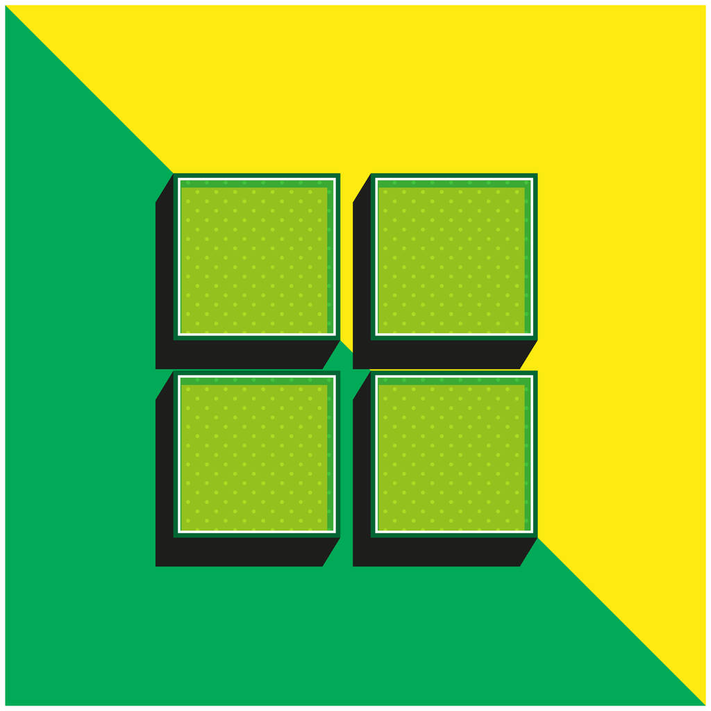4 Черные квадраты Зеленый и желтый современный 3d логотип иконки вектора - Вектор,изображение