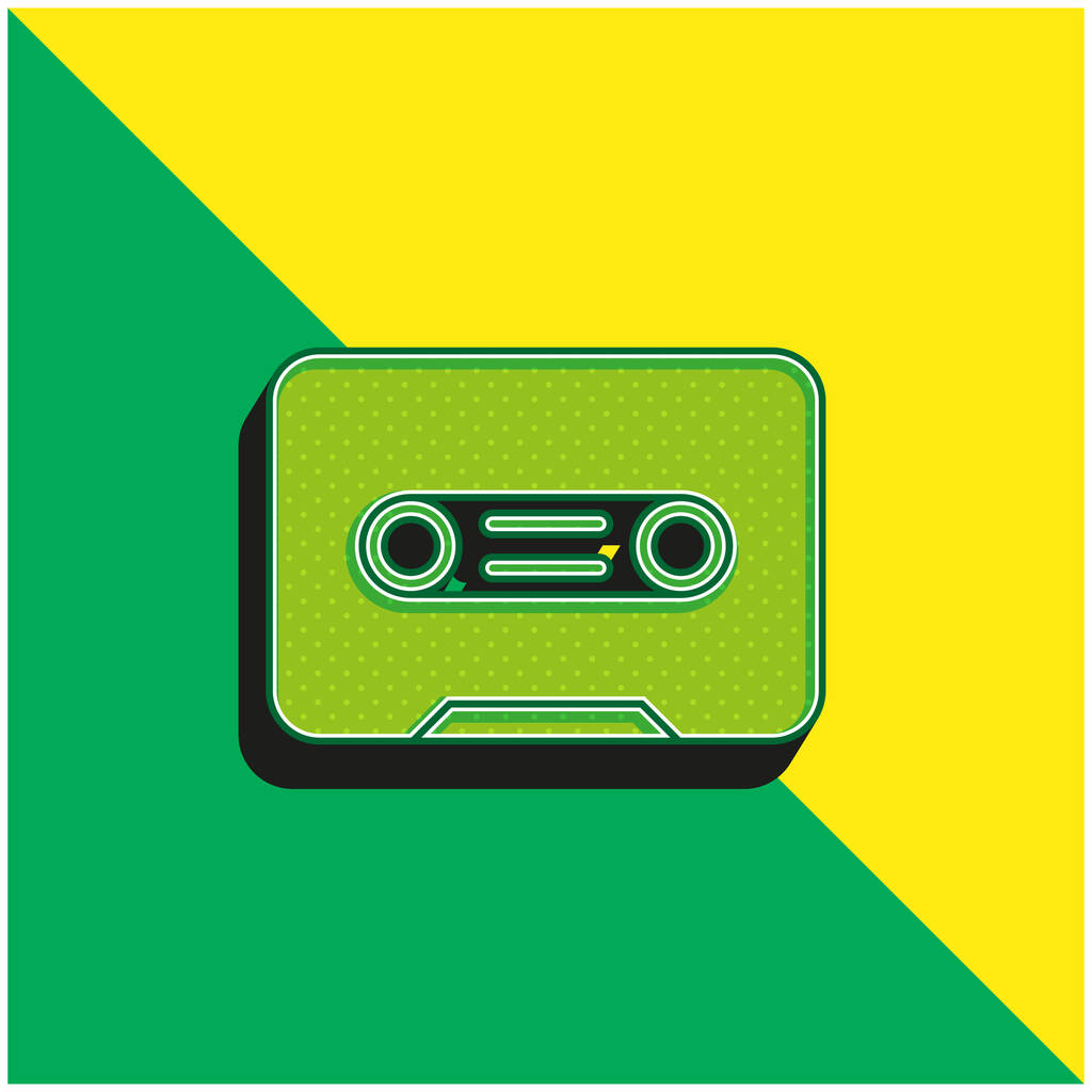 Big Cassette Groen en geel modern 3D vector icoon logo - Vector, afbeelding
