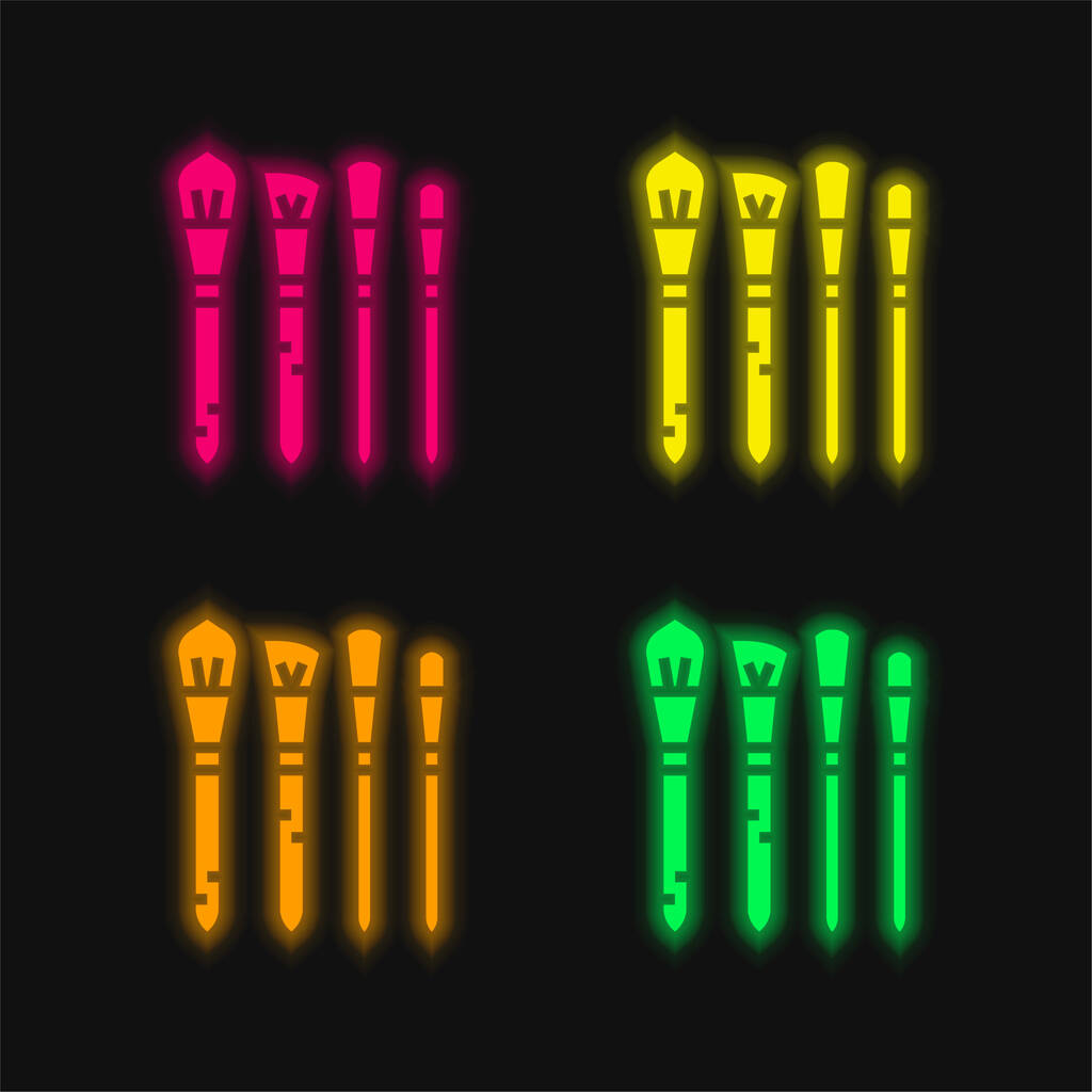 Pirosító négy színű izzó neon vektor ikon - Vektor, kép
