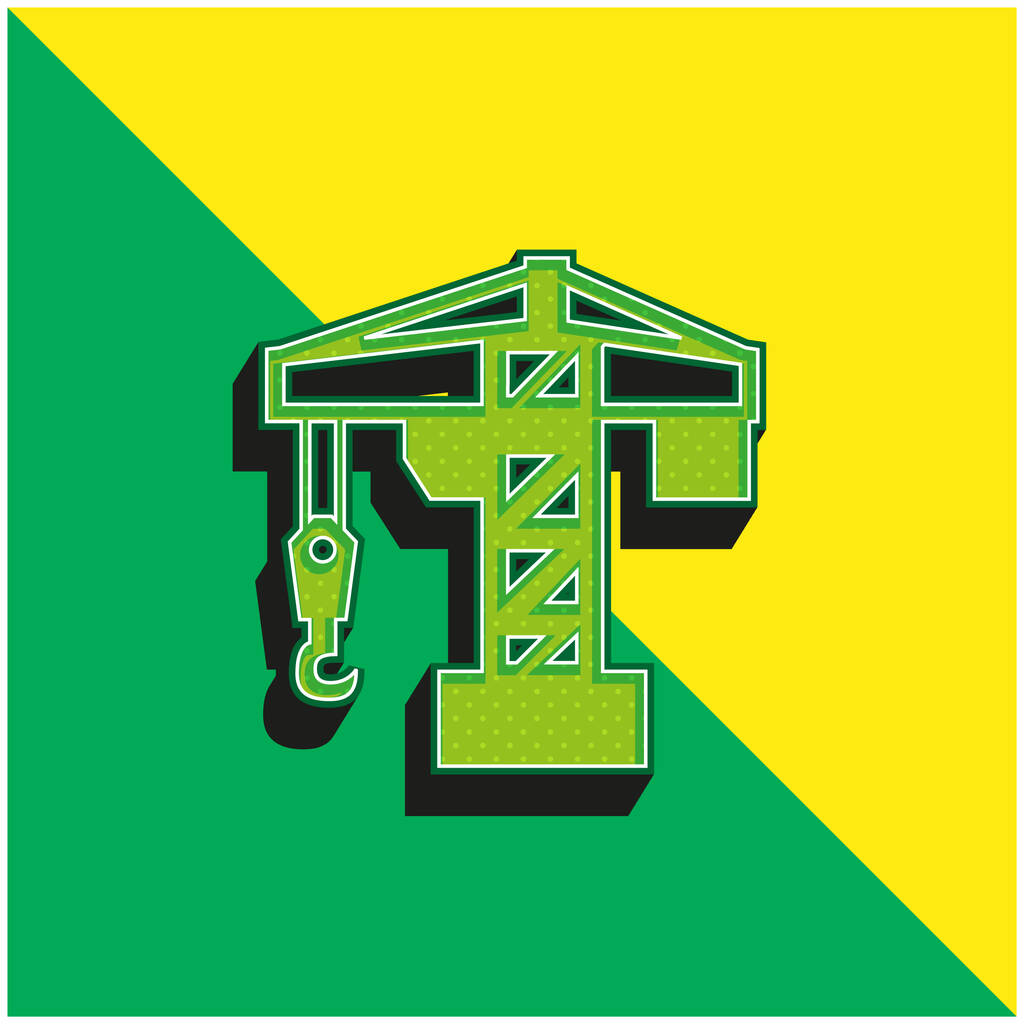 Arquitetura guindaste ferramenta verde e amarelo moderno logotipo do ícone do vetor 3d - Vetor, Imagem