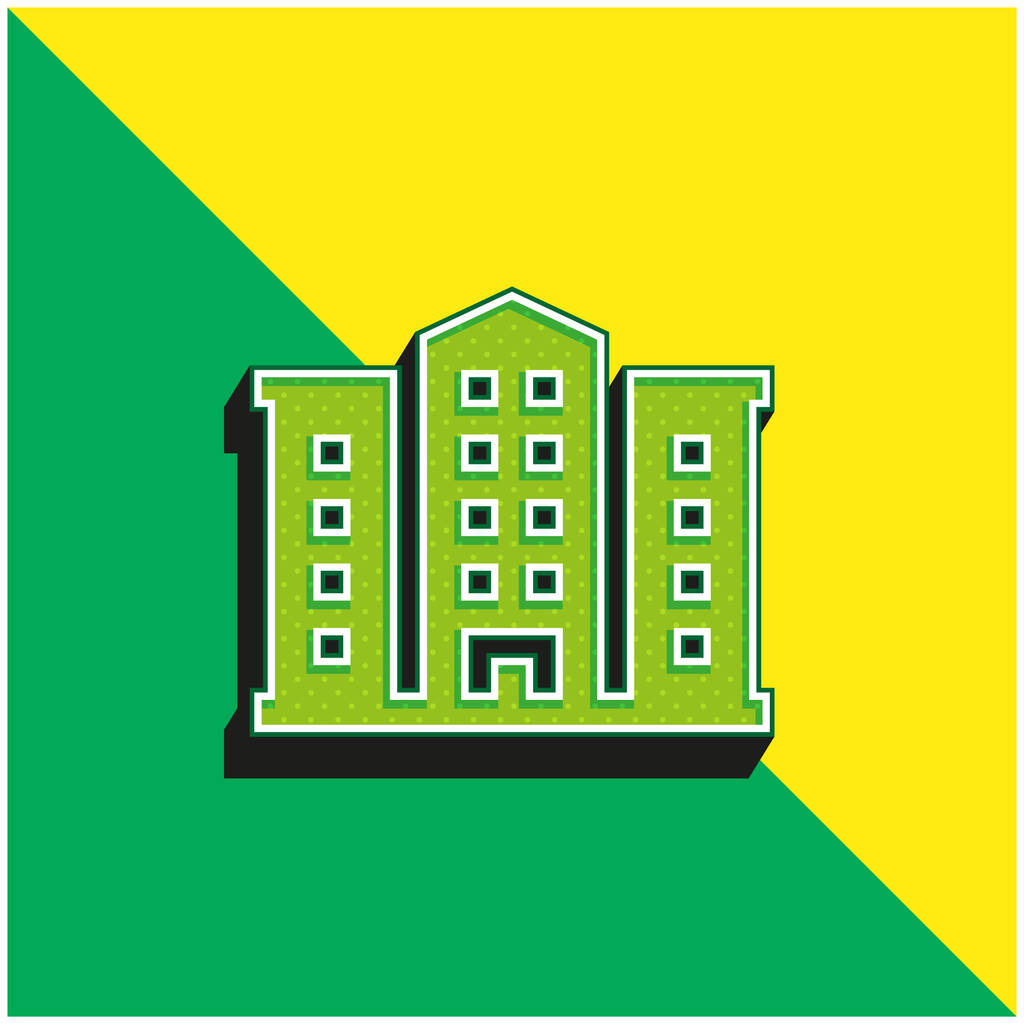 Квартира Зеленый и желтый современный 3D логотип векторной иконы - Вектор,изображение
