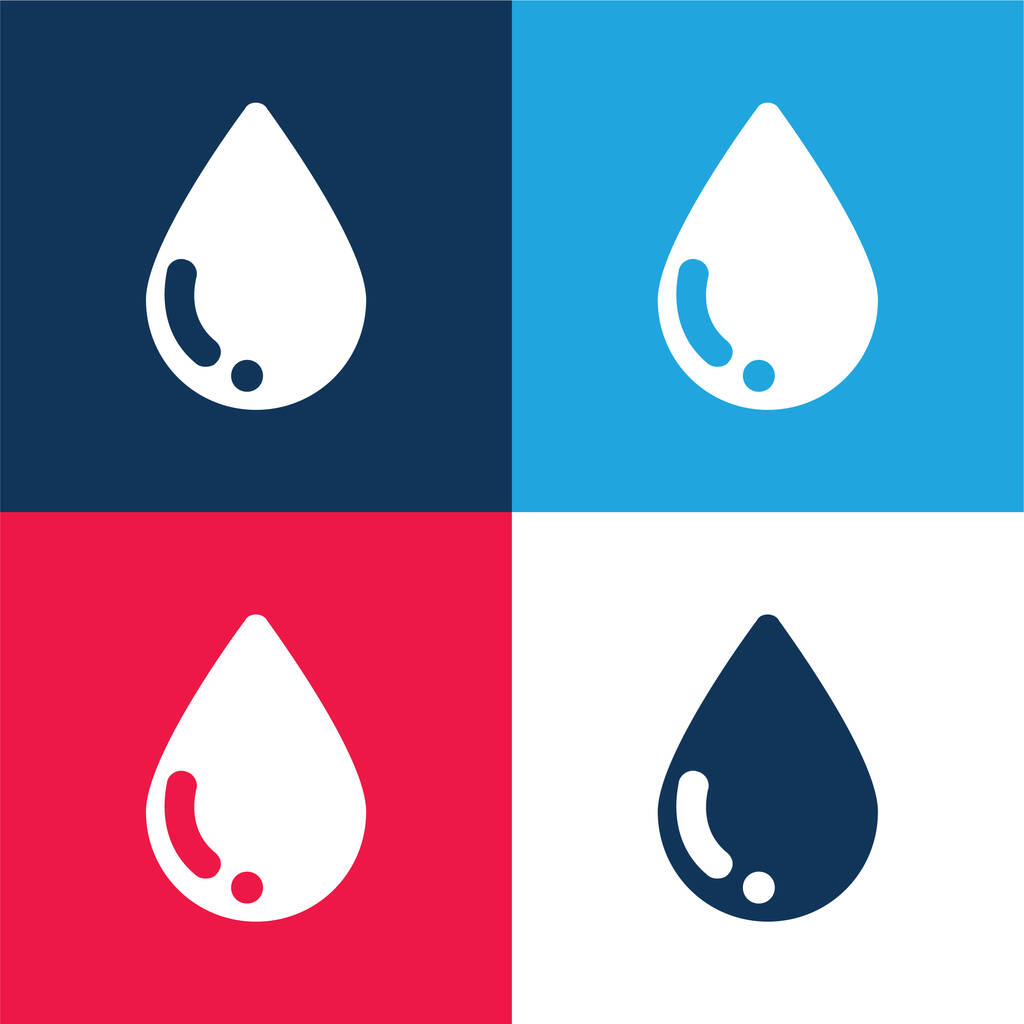 Gota de sangre azul y rojo conjunto de iconos mínimo de cuatro colores - Vector, Imagen
