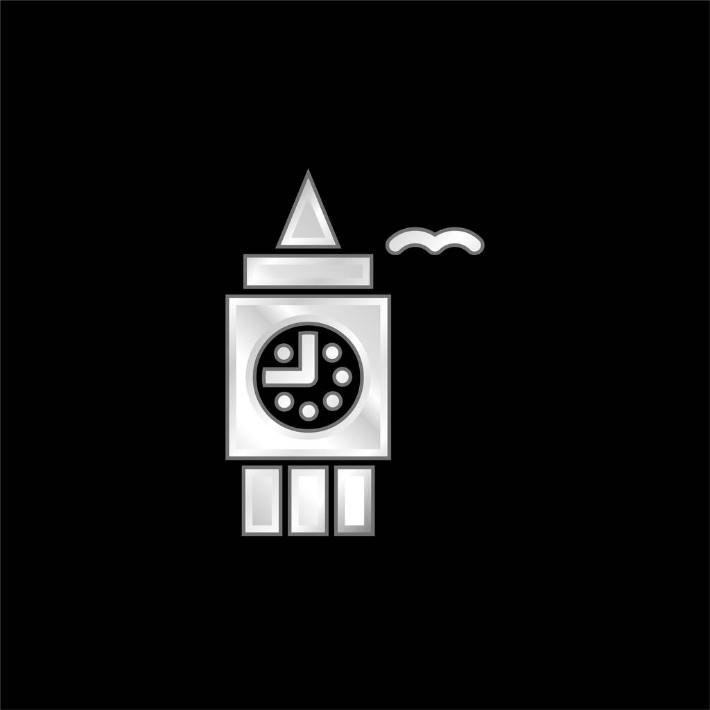 Big Ben plateado icono metálico - Vector, imagen