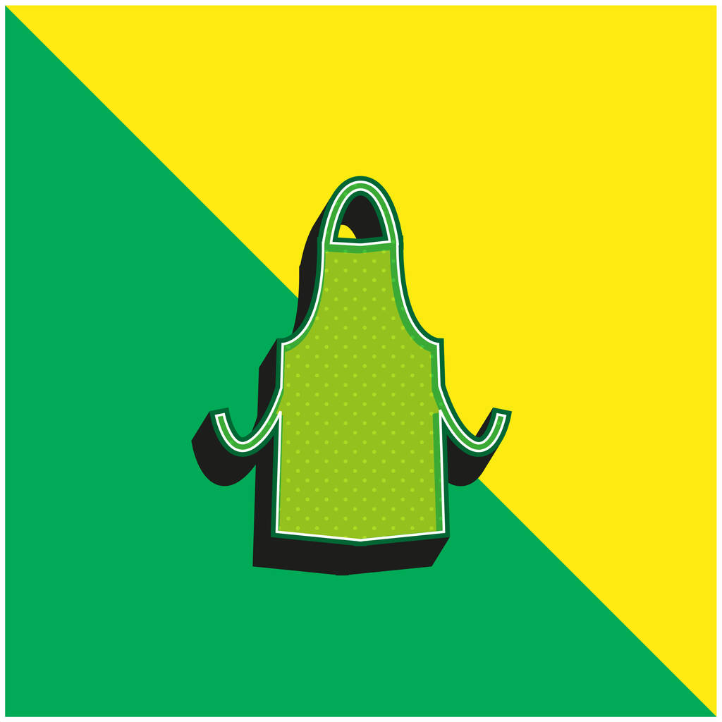 Delantal silueta verde y amarillo moderno vector 3d icono logotipo - Vector, imagen