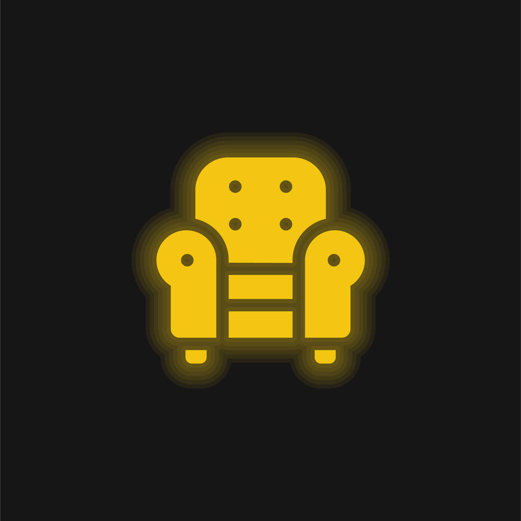 Armchair yellow glowing neon icon - Vector, Image