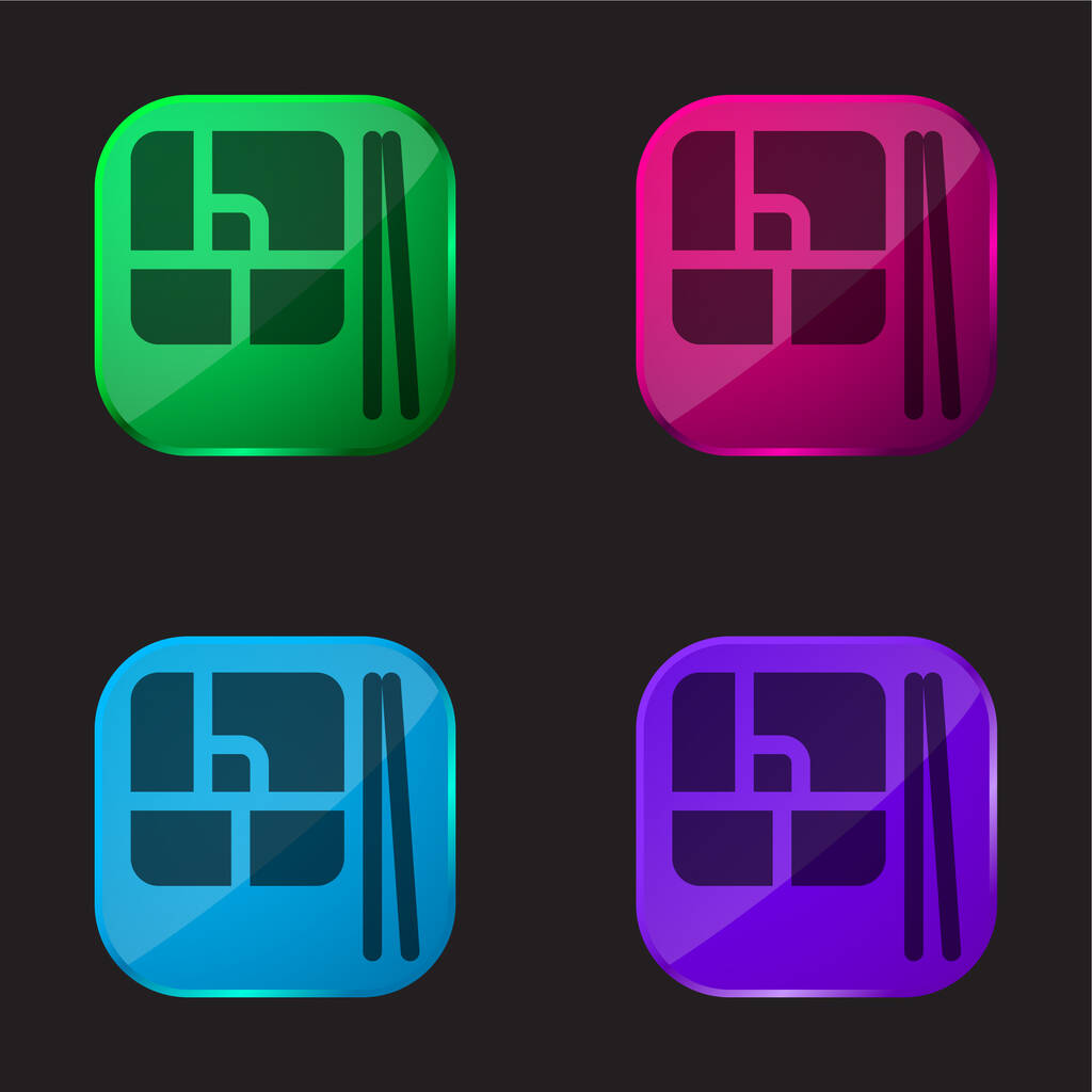 Bento τέσσερις εικονίδιο κουμπί γυαλί χρώμα - Διάνυσμα, εικόνα