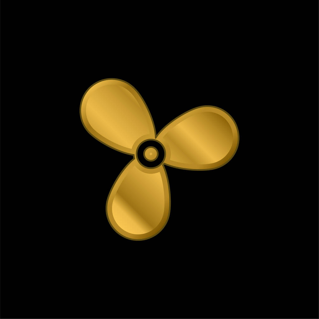 Boat Propeller gold plated metalic icon or logo vector - Vector, Image
