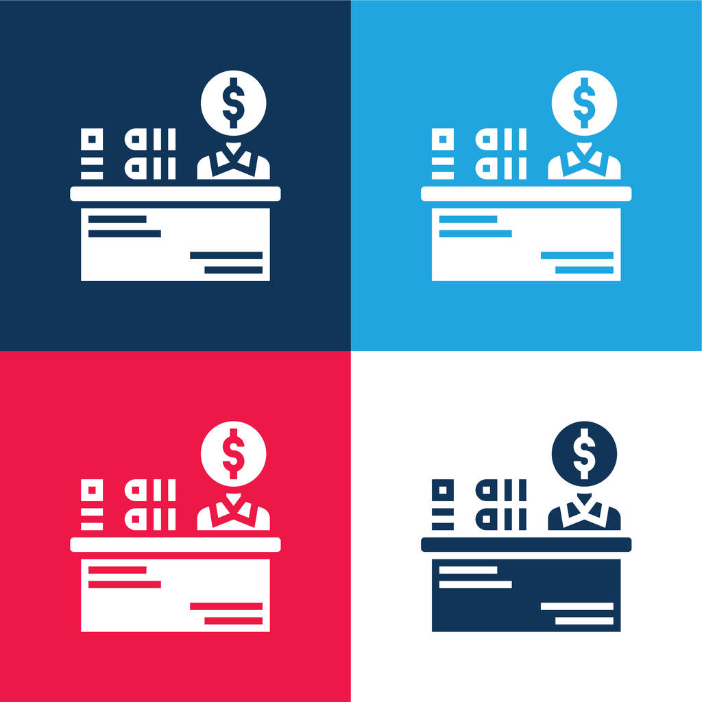 Book Keeper blue and red four color minimal icon set - Vector, Image