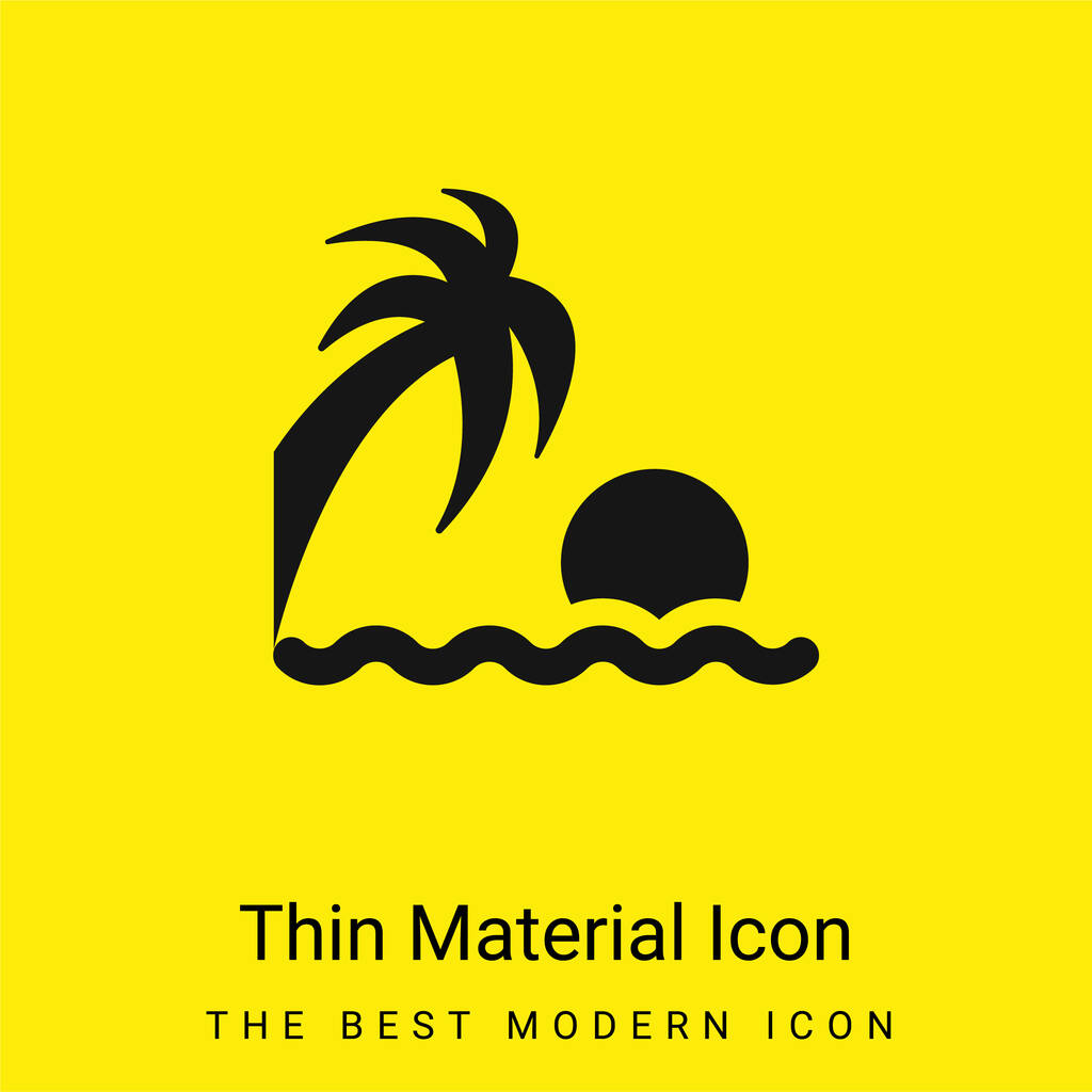 Strand Zonsondergang minimaal helder geel materiaal icoon - Vector, afbeelding