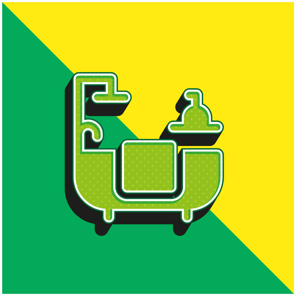 Fürdőszoba Zöld és sárga modern 3D vektor ikon logó - Vektor, kép