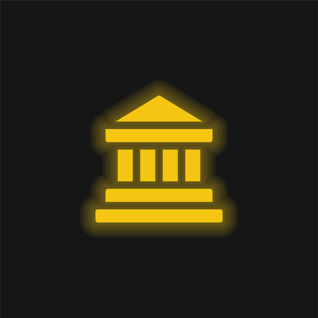Banco amarelo brilhante ícone de néon - Vetor, Imagem