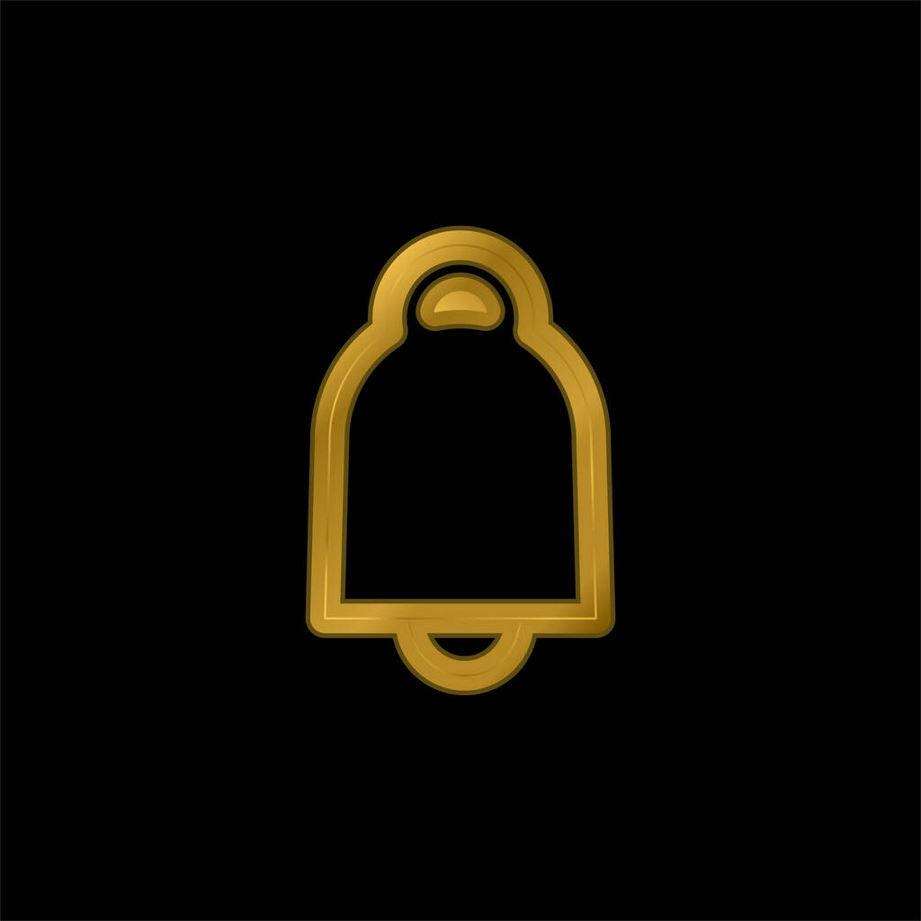 Bell Outline gold plated metalic icon or logo vector - Vector, Image