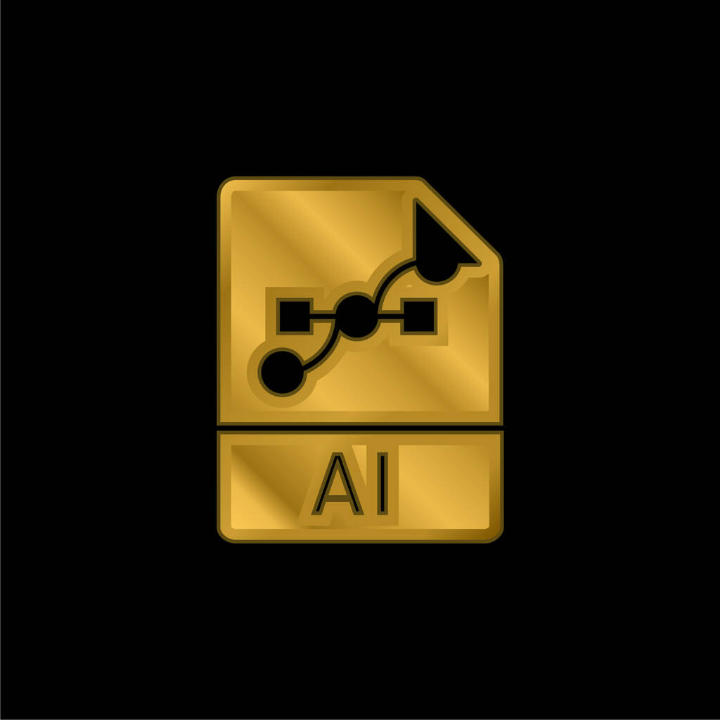 Icono metálico chapado en oro AI o vector de logotipo - Vector, Imagen