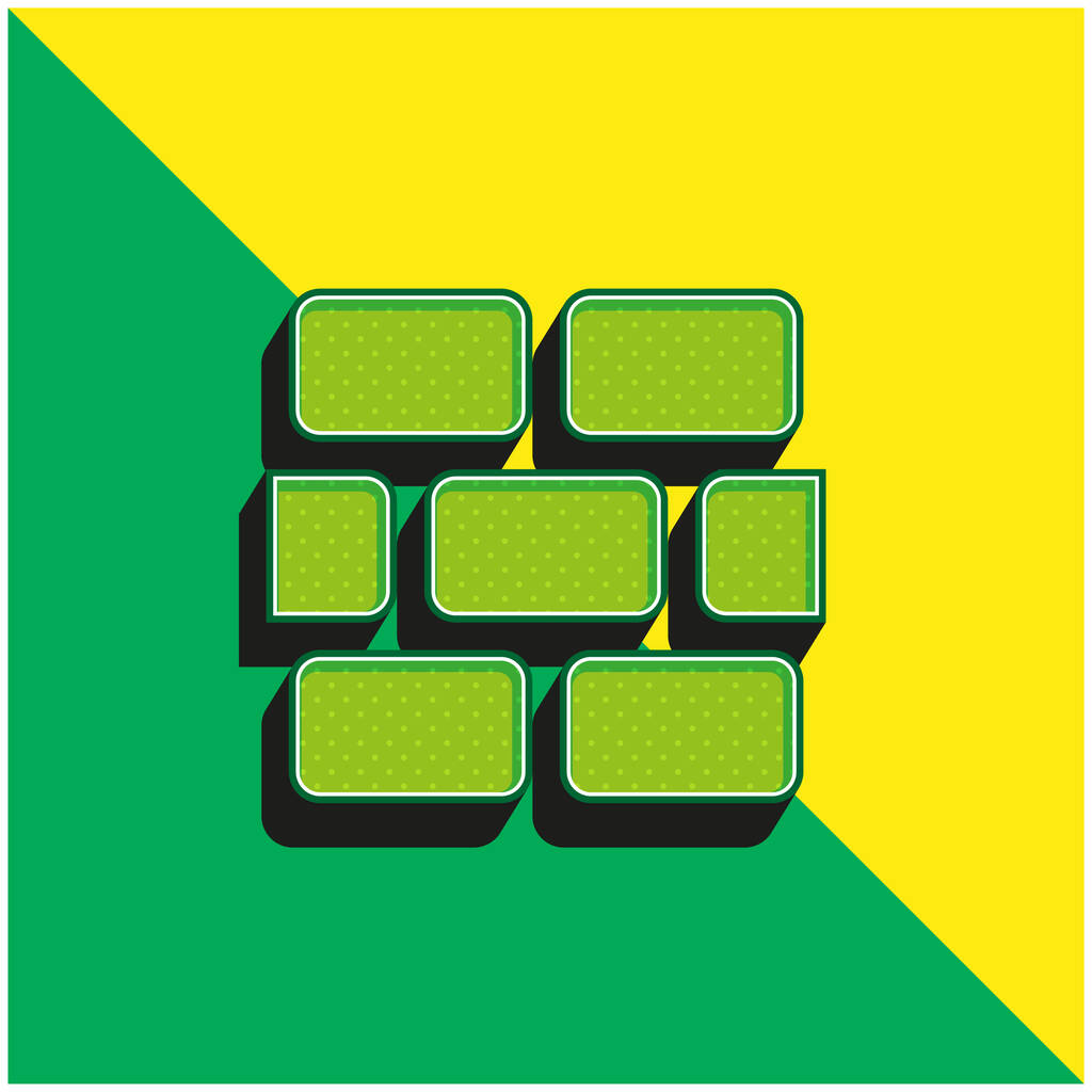 ブリックウォールグリーンと黄色の現代的な3Dベクトルアイコンのロゴ - ベクター画像