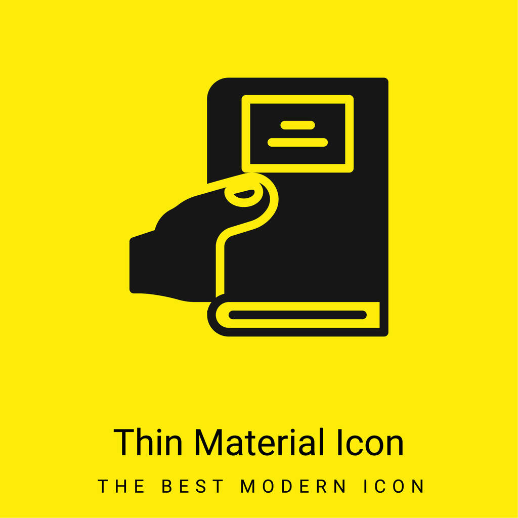 Livre minime icône matériau jaune vif - Vecteur, image