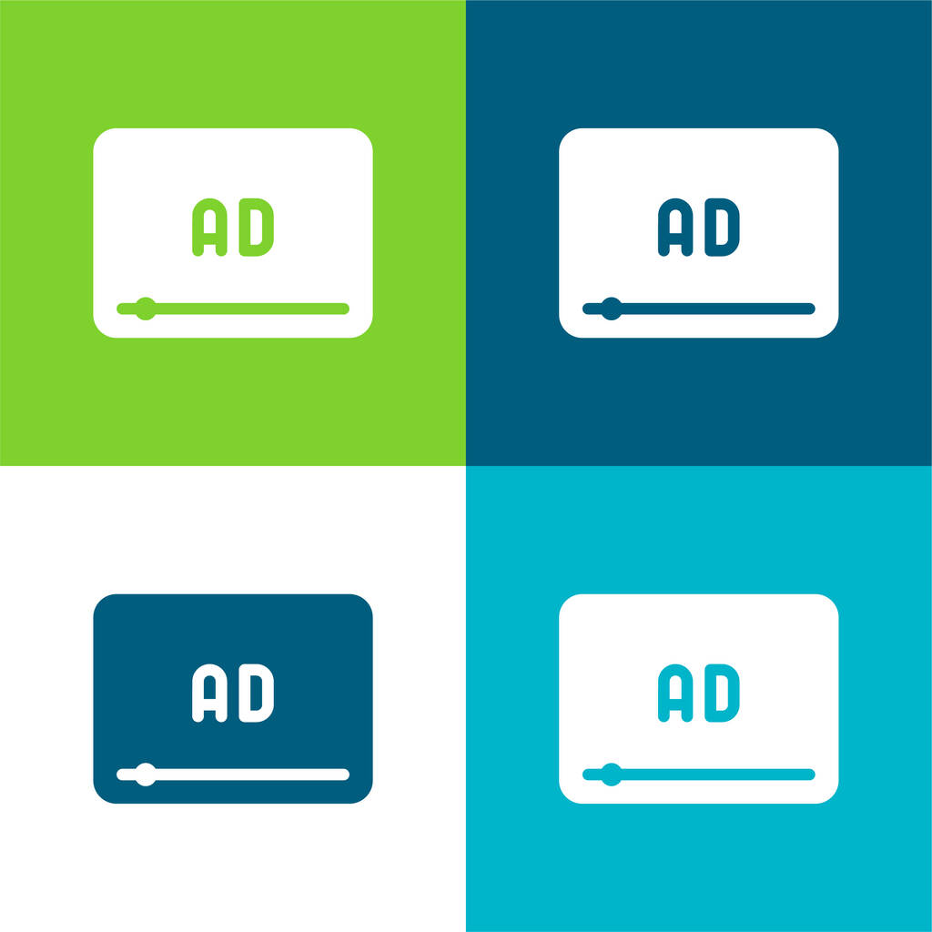 Anúncio Flat quatro cores conjunto de ícones mínimos - Vetor, Imagem