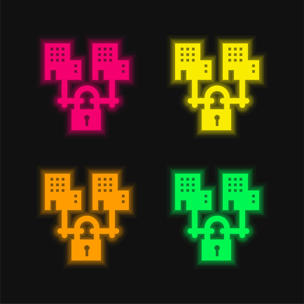 B2b dört renk parlayan neon vektör simgesi - Vektör, Görsel