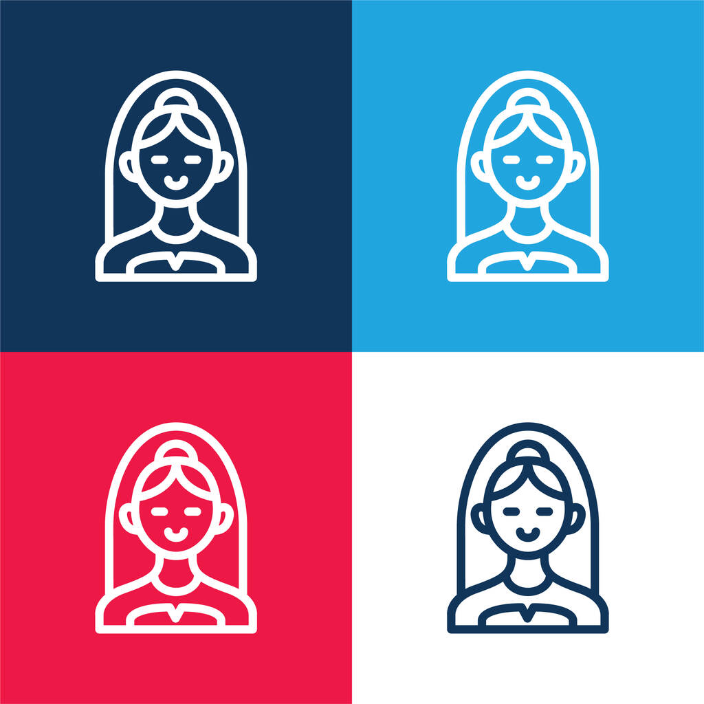Busto sposa blu e rosso quattro set icona minimale colore - Vettoriali, immagini