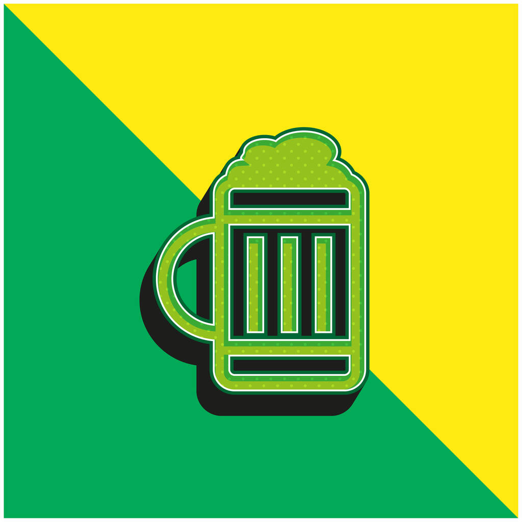 Bierglas Grünes und gelbes modernes 3D-Vektor-Symbol-Logo - Vektor, Bild