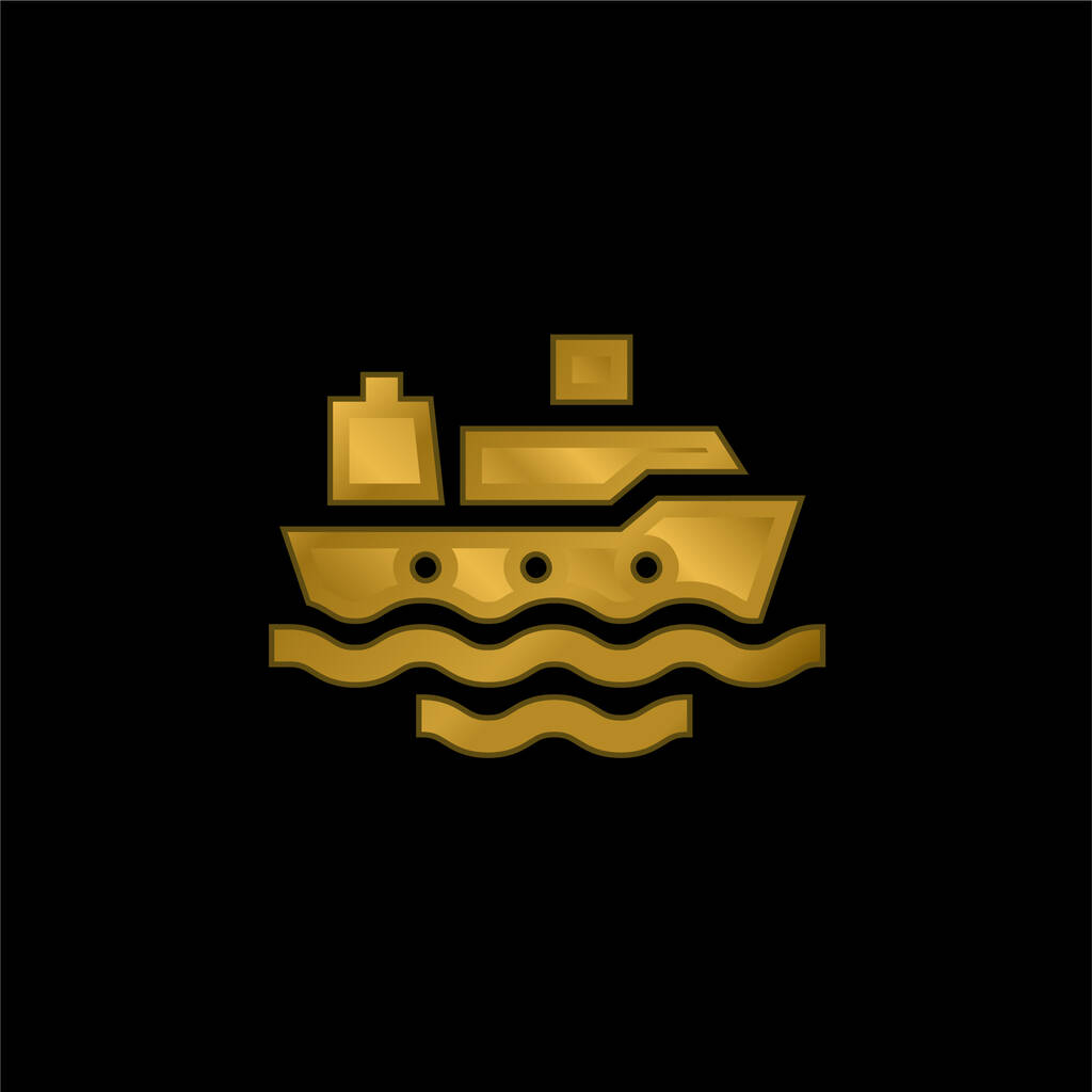 Boat gold plated metalic icon or logo vector - Vector, Image