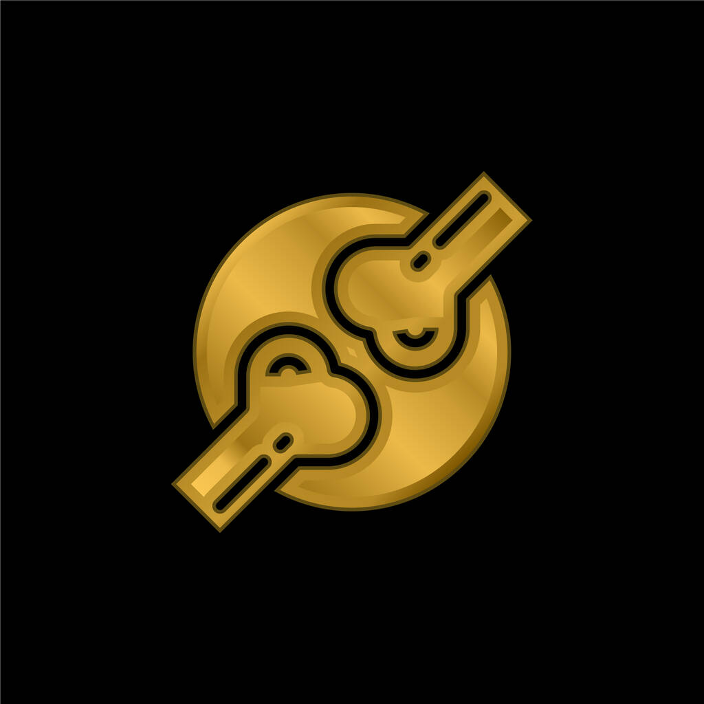 Kemikler altın kaplama metalik simge veya logo vektörü - Vektör, Görsel