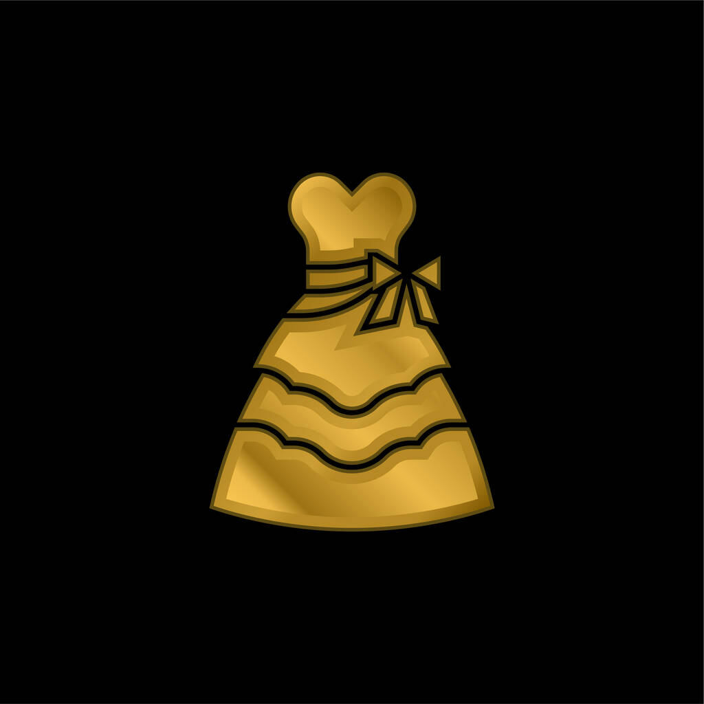 Bride Dress gold plated metalic icon or logo vector - Vector, Image