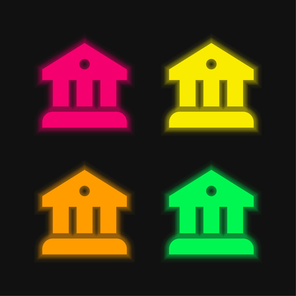 Banco de cuatro colores brillante icono de vectores de neón - Vector, Imagen