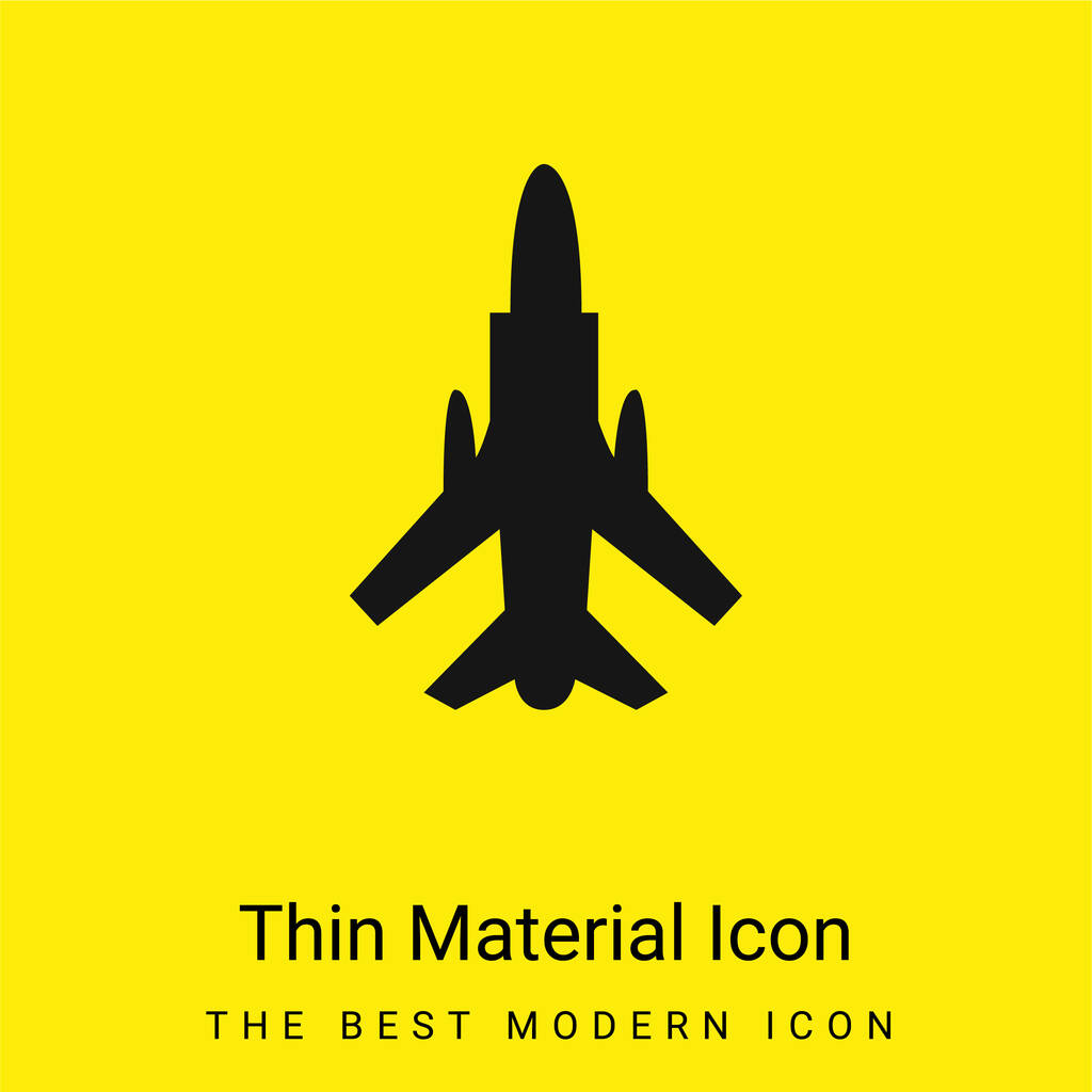 Army Airplane Bottom View icono de material amarillo brillante mínimo - Vector, Imagen