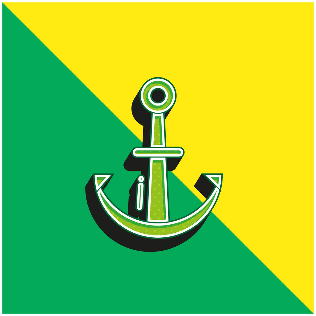 Âncora verde e amarelo moderno logotipo vetor 3d ícone - Vetor, Imagem
