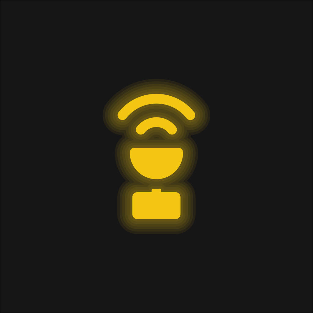 Antena amarillo brillante icono de neón - Vector, Imagen