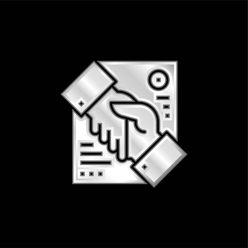 Acuerdo plateado icono metálico - Vector, Imagen