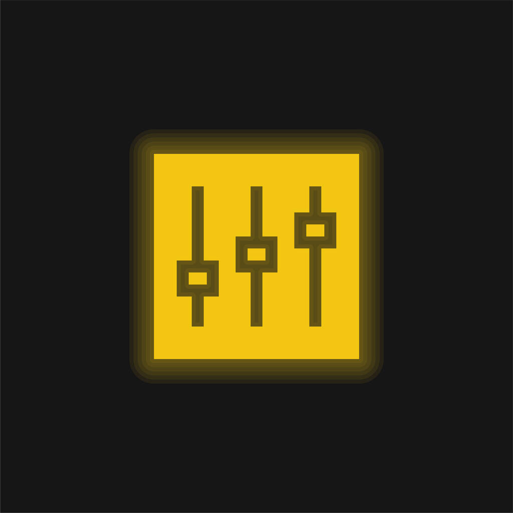 黄色の輝くネオンアイコンの調整 - ベクター画像