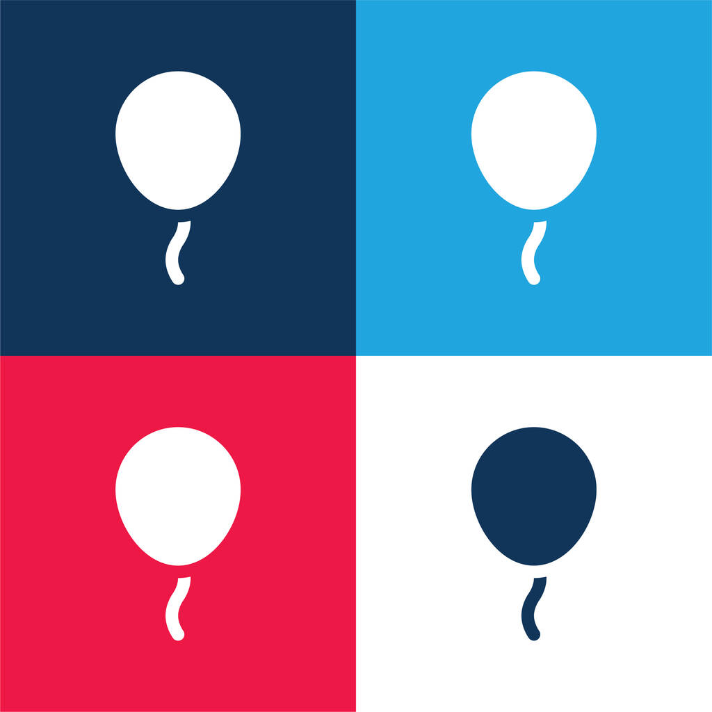 Palloncino blu e rosso quattro set icona minimale colore - Vettoriali, immagini