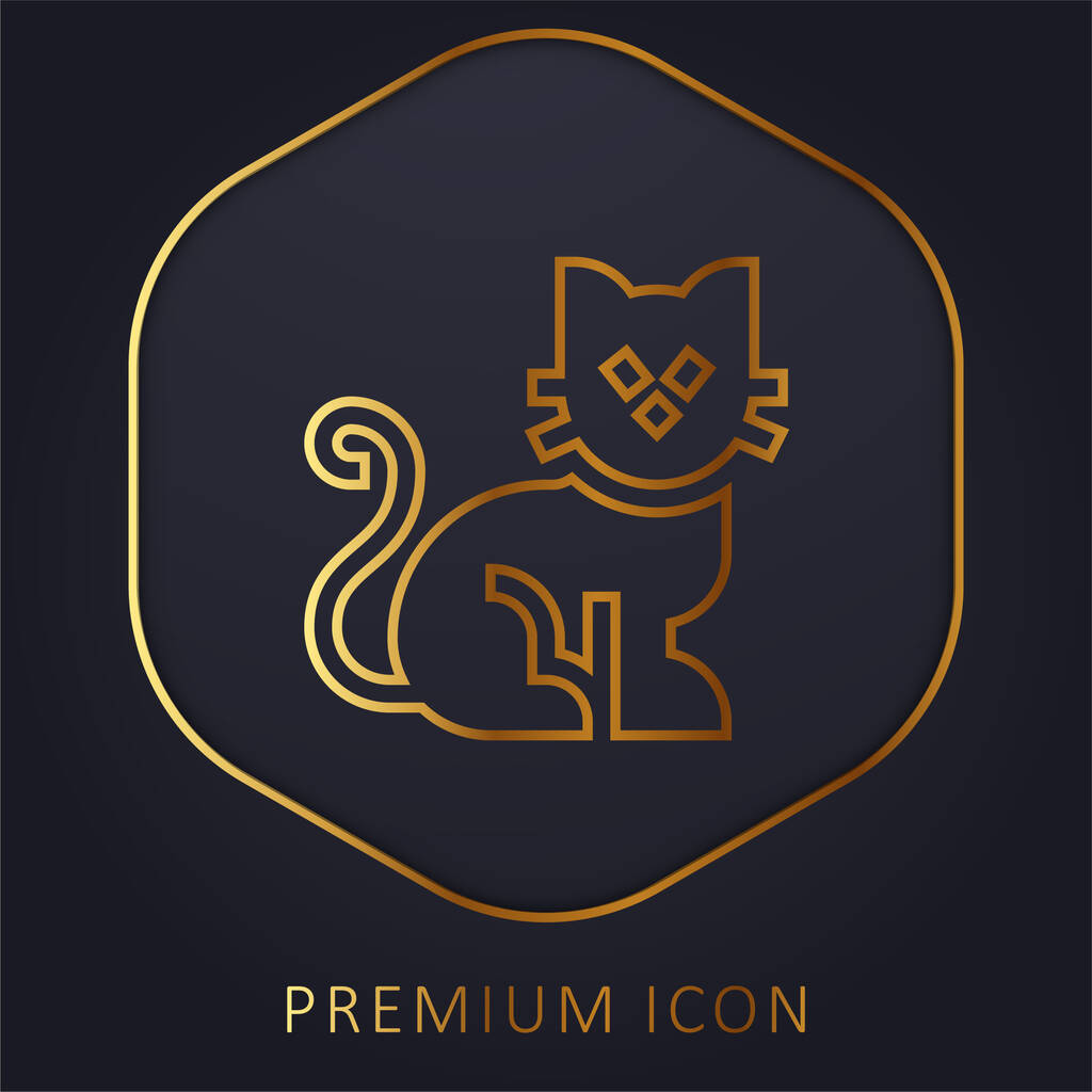 Logo premium de línea dorada de Black Cat o icono - Vector, imagen