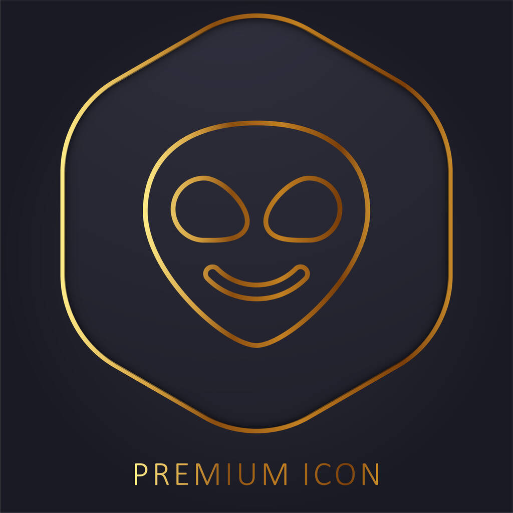 Alien linha dourada logotipo premium ou ícone - Vetor, Imagem
