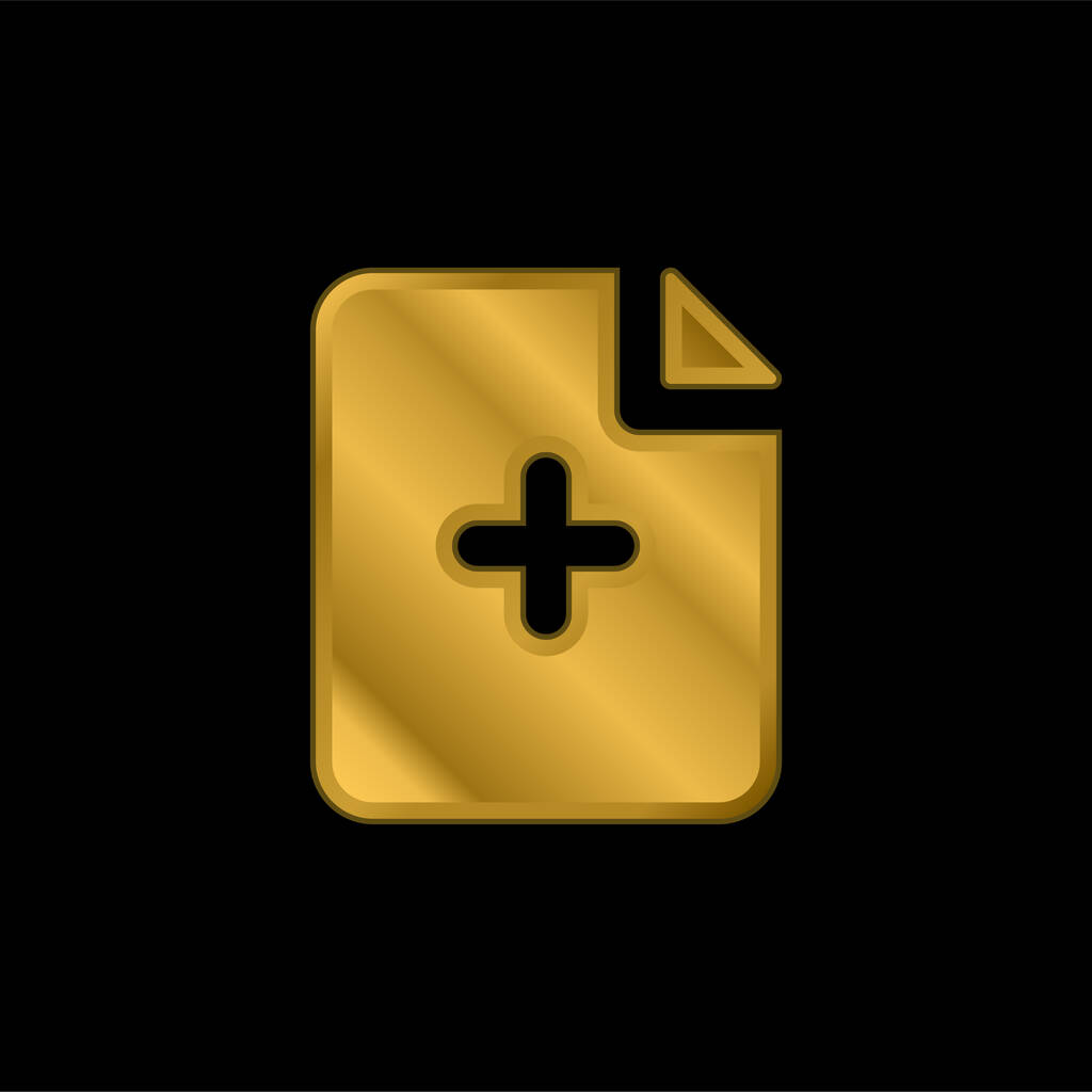 Προσθήκη αρχείου επιχρυσωμένο μεταλλικό εικονίδιο ή το λογότυπο διάνυσμα - Διάνυσμα, εικόνα