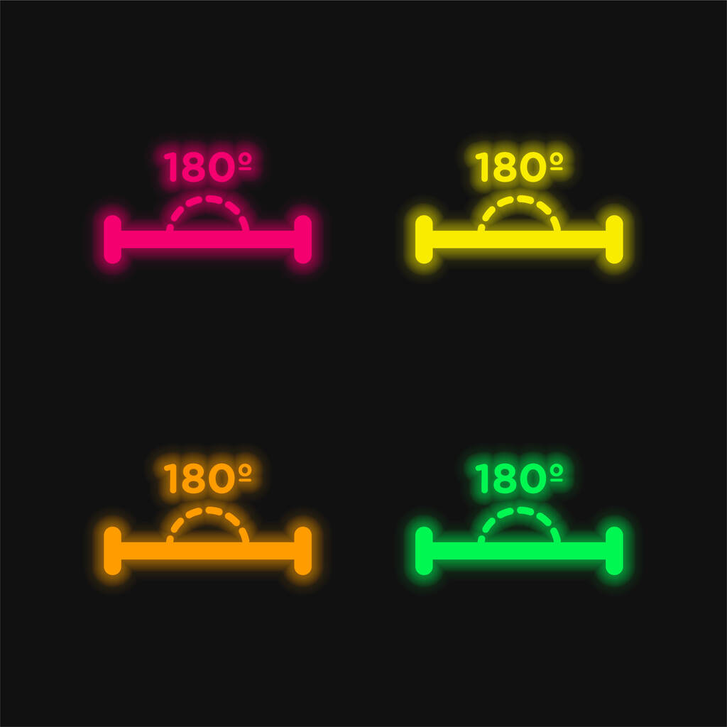 180 Degrees Angle four color glowing neon vector icon - Vector, Image