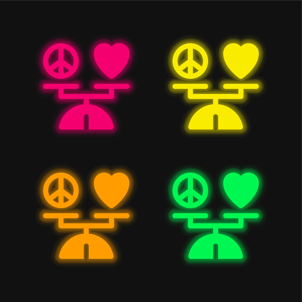 Egyensúly négy szín izzó neon vektor ikon - Vektor, kép