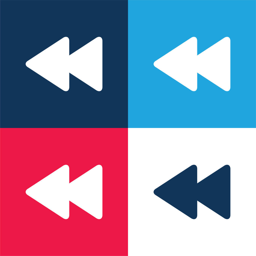 Hátrafelé nyilak Pár kék és piros négy szín minimális ikon készlet - Vektor, kép