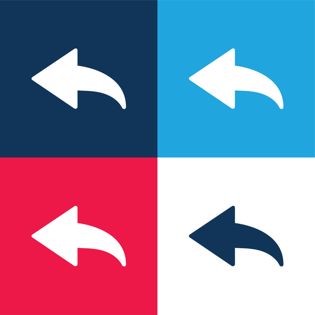 Vissza Nyíl kék és piros négy szín minimális ikon készlet - Vektor, kép