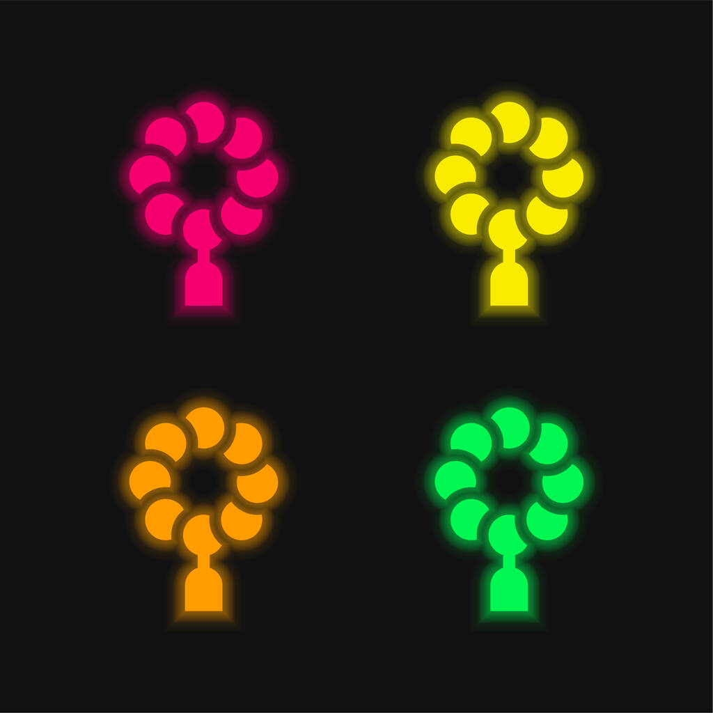 Perlen vierfarbig leuchtende Neon-Vektor-Symbol - Vektor, Bild