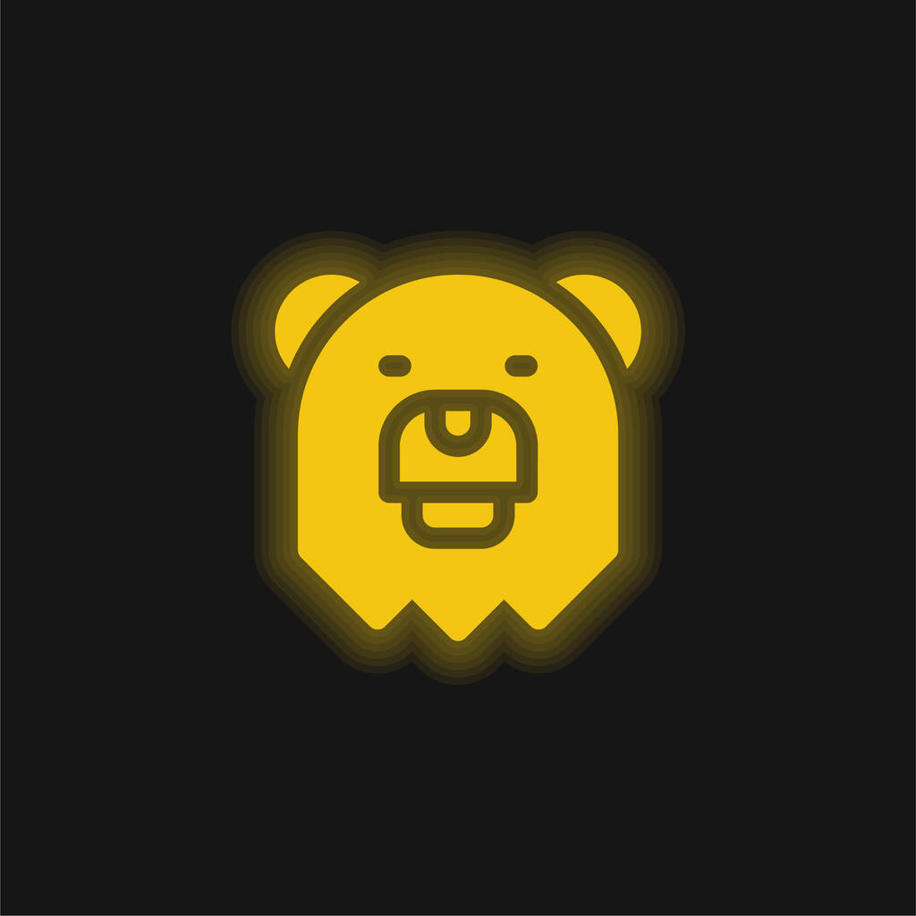 Bear yellow glowing neon icon - Vector, Image