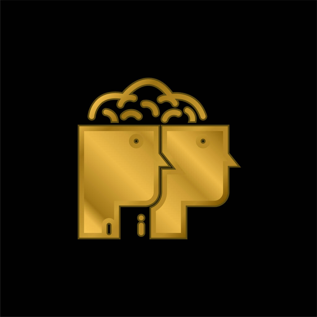 Brainstorming ícone metálico banhado a ouro ou vetor logotipo - Vetor, Imagem