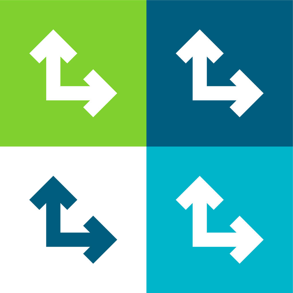 Nyíl derékszögben Lapos négy szín minimális ikon készlet - Vektor, kép