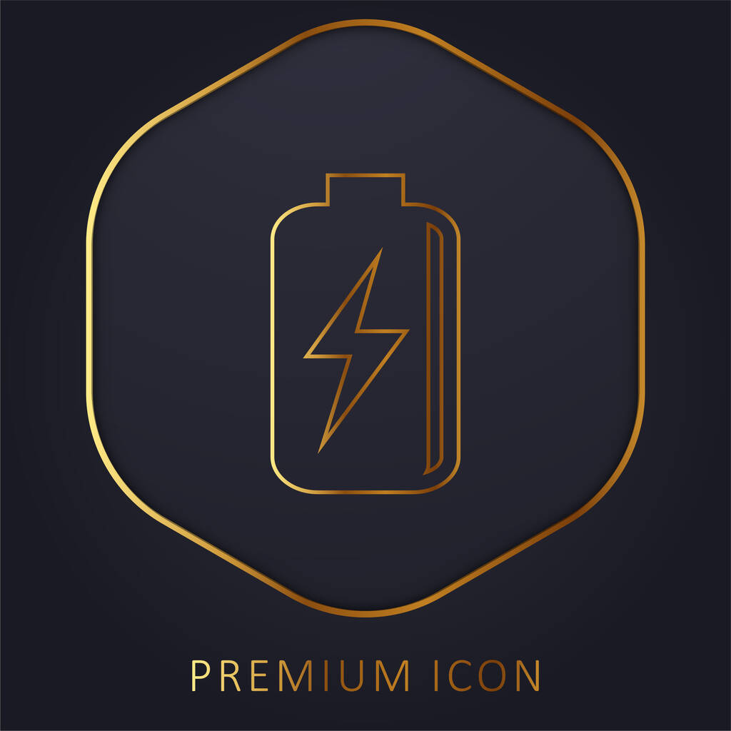 Bateria com símbolo de parafuso linha dourada logotipo premium ou ícone - Vetor, Imagem