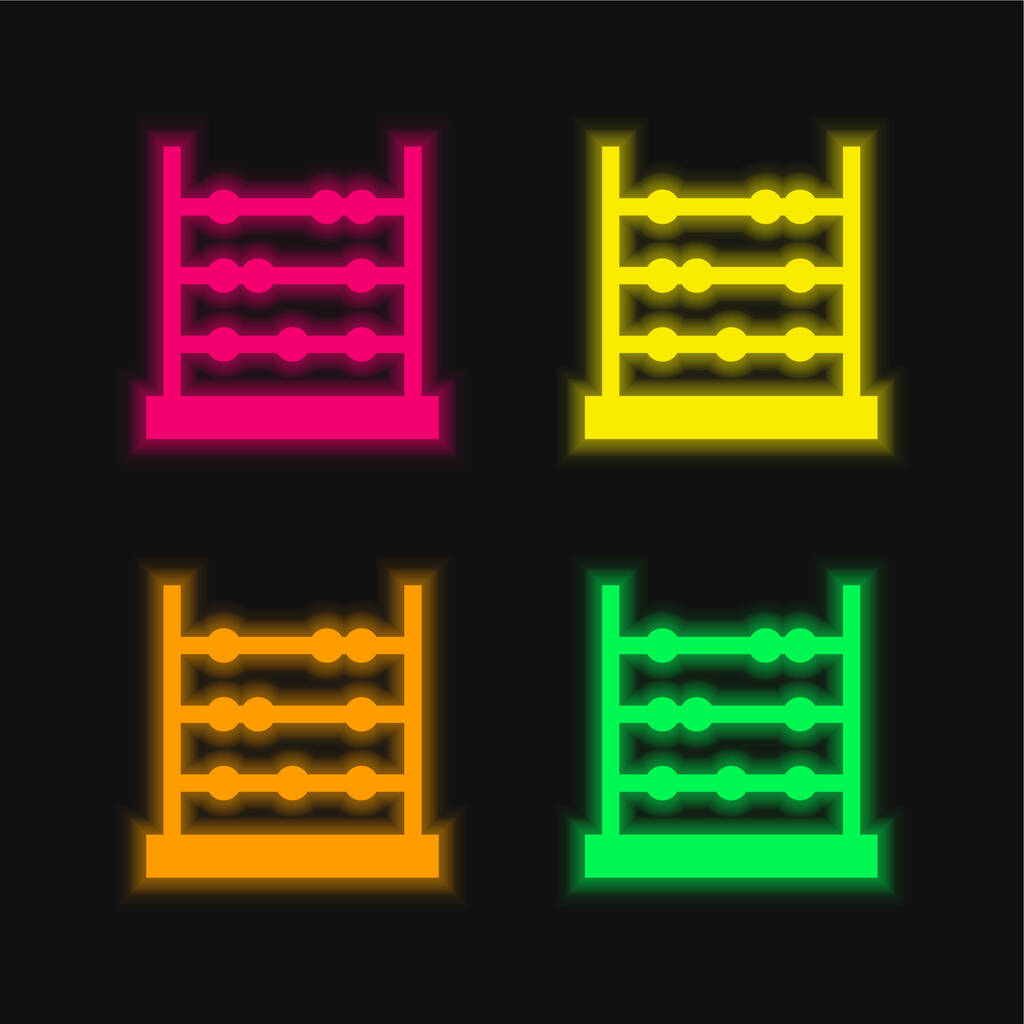 Abacus cuatro colores brillante icono de vectores de neón - Vector, imagen