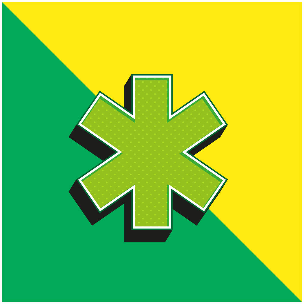 Asterik Verde e amarelo moderno logotipo vetor 3d ícone - Vetor, Imagem
